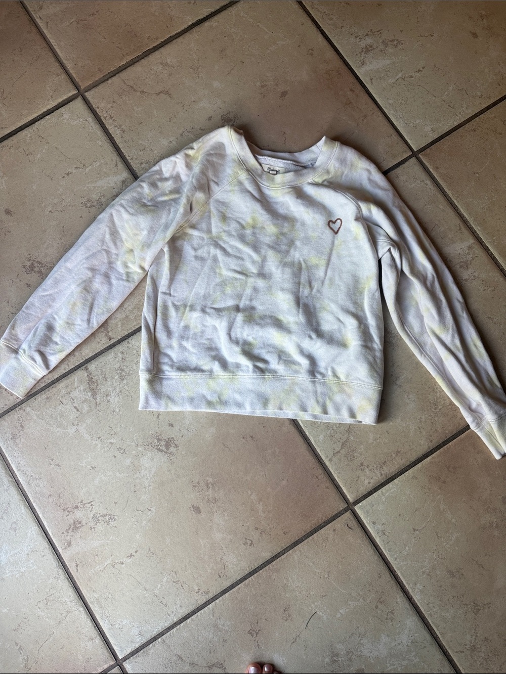 Madewell Cream Crewneck Sweatshirt with Pale Yellow Tie-Dye
